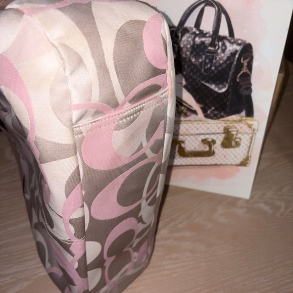 Coach Signature Monogram Blush and Beige Shoulder Bag - Picture 10 of 16